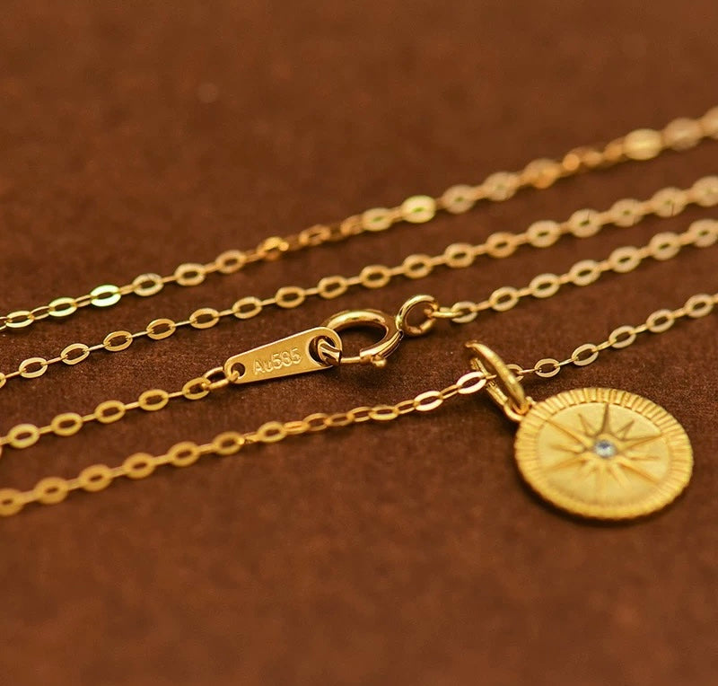 Raised Star Medallion Charm Necklace