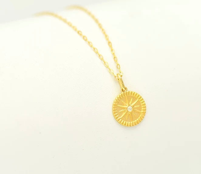 Raised Star Medallion Charm Necklace