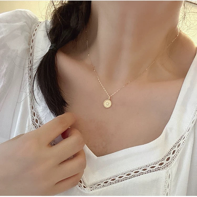 Raised Star Medallion Charm Necklace