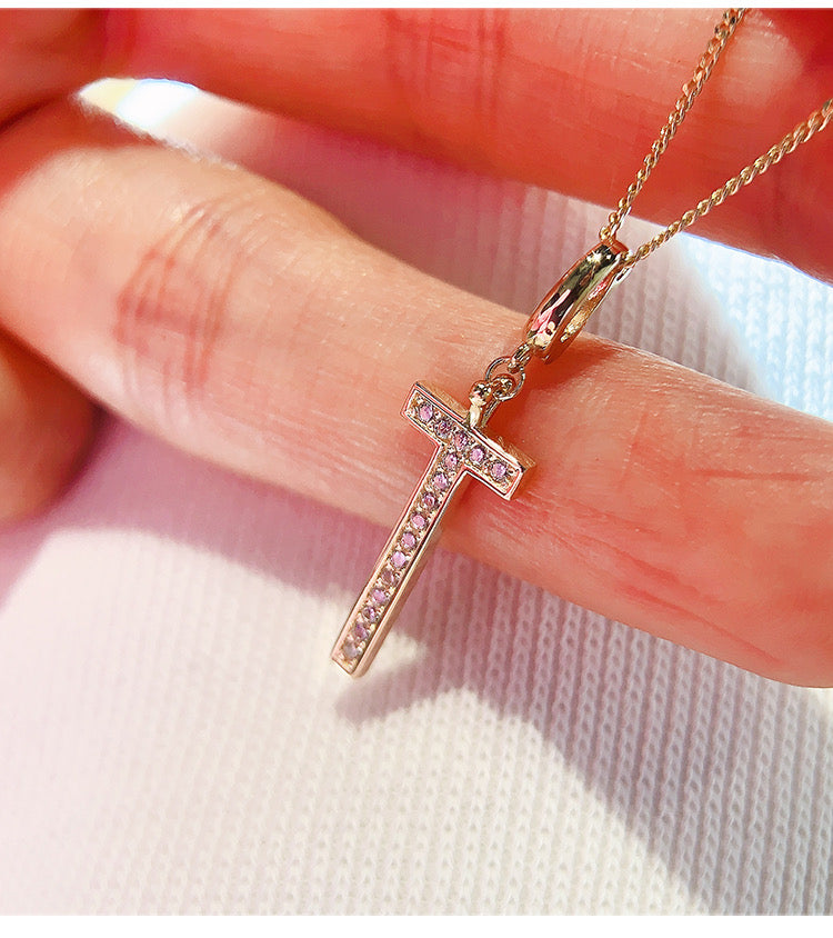Studded Big T Charm Pendant