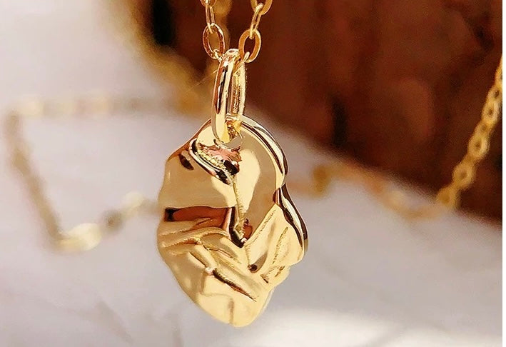 Irregular Carved Rock Leaf Charm Pendant