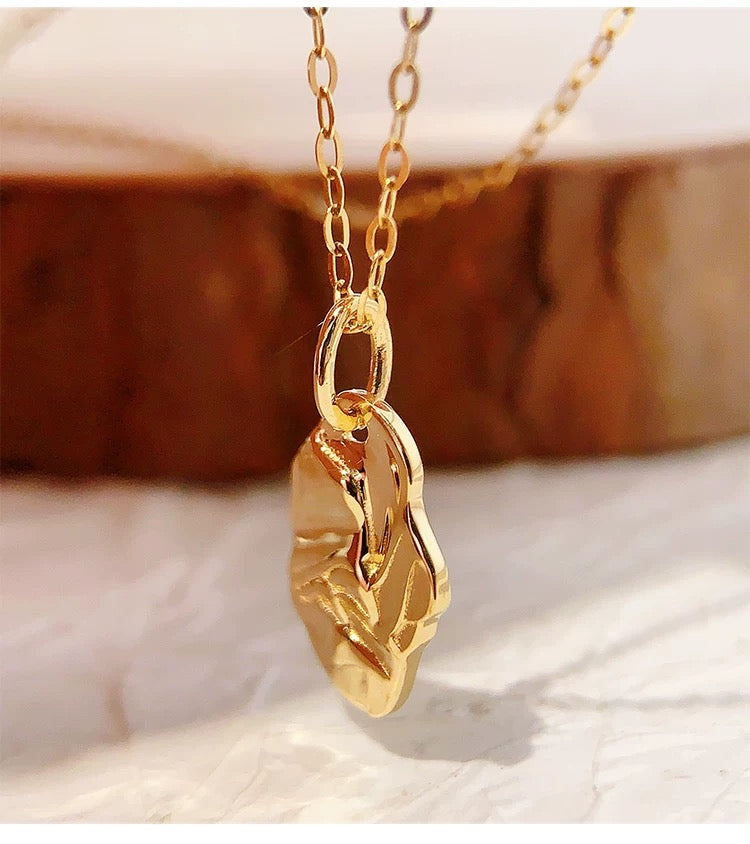 Irregular Carved Rock Leaf Charm Pendant