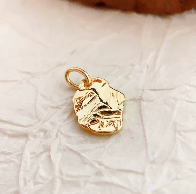 Irregular Carved Rock Leaf Charm Pendant
