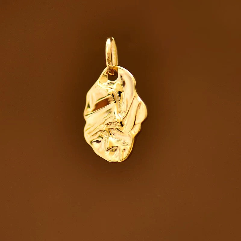Irregular Carved Rock Leaf Charm Pendant