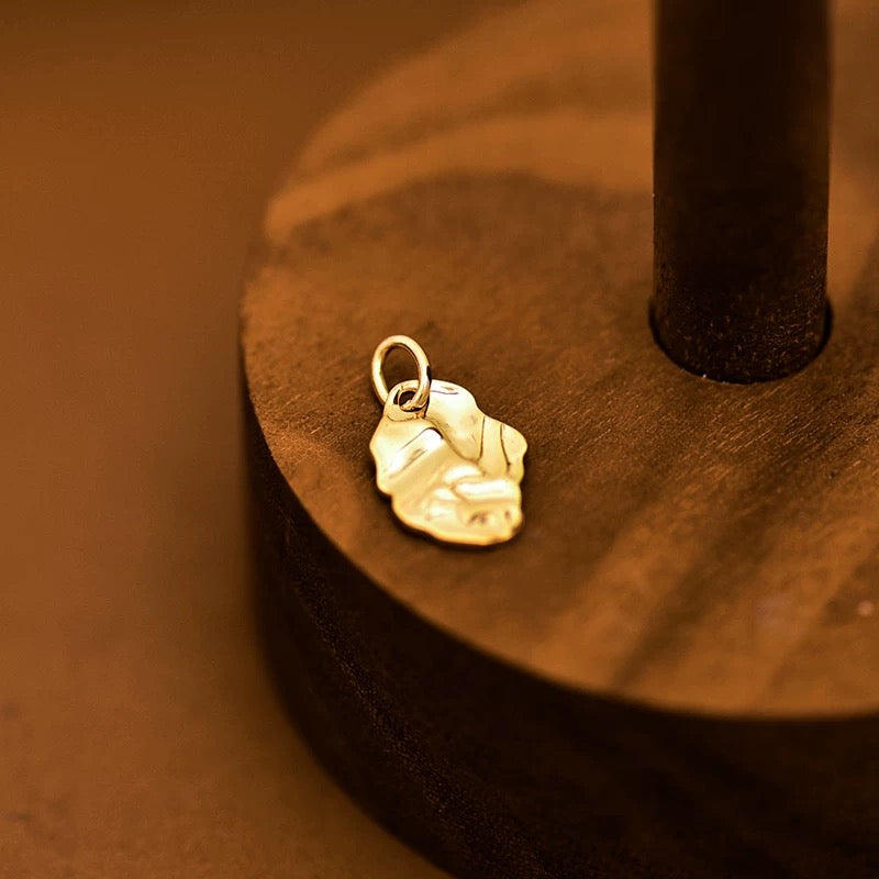 Irregular Carved Rock Leaf Charm Pendant