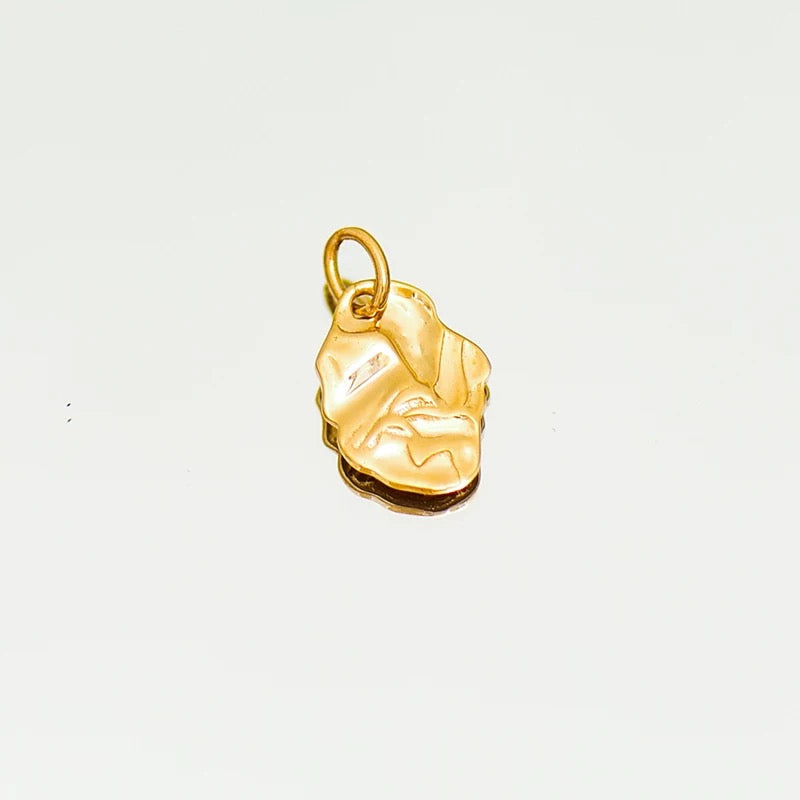 Irregular Carved Rock Leaf Charm Pendant