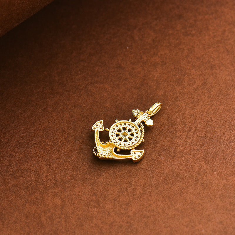 Jewelled Wheel Anchor Charm Pendant