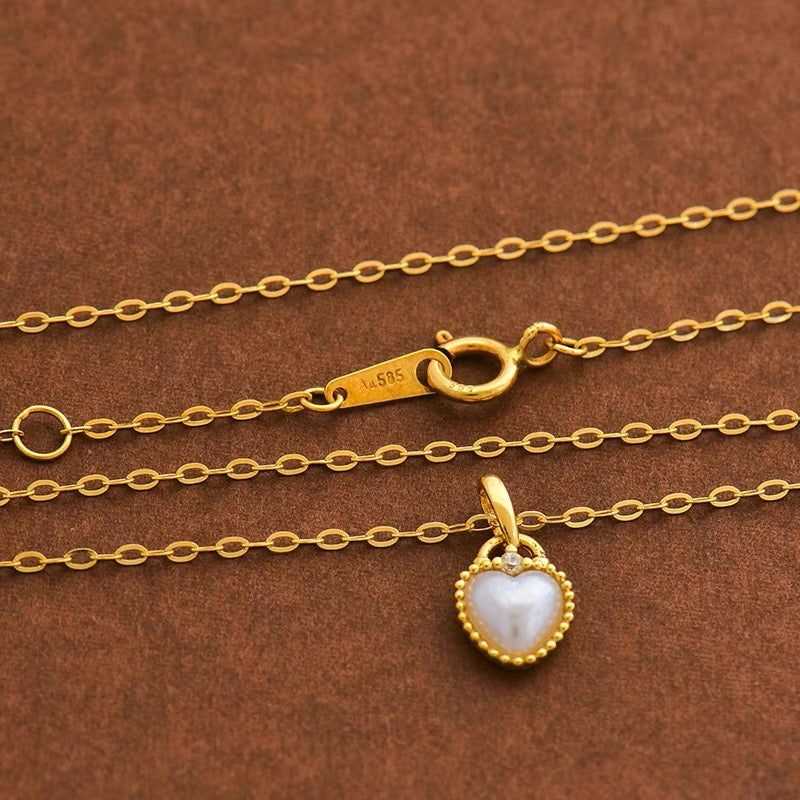 Padlock Pearl Heart Charm Necklace