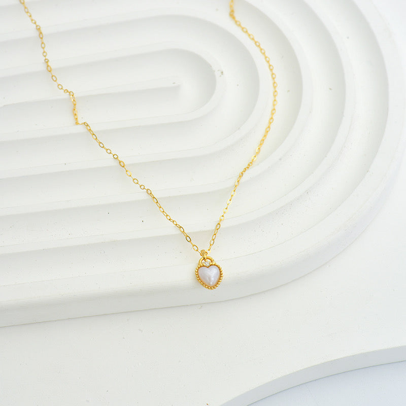 Padlock Pearl Heart Charm Necklace