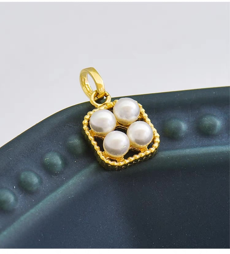 Four Pearl Tray Charm Pendant