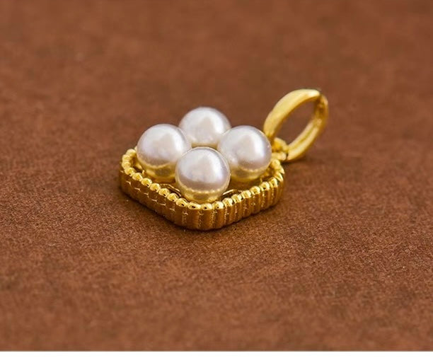 Four Pearl Tray Charm Pendant