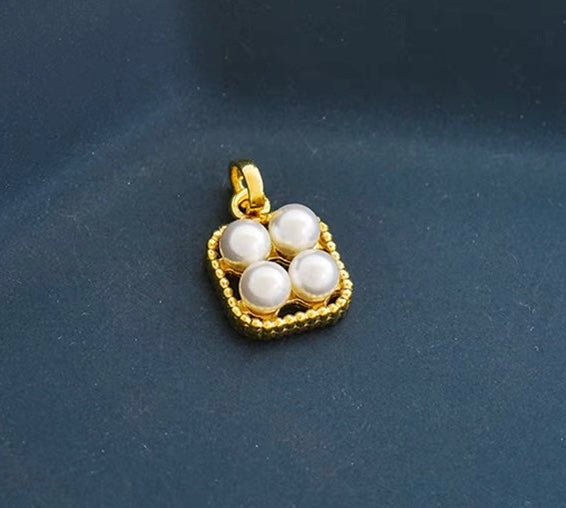 Four Pearl Tray Charm Pendant