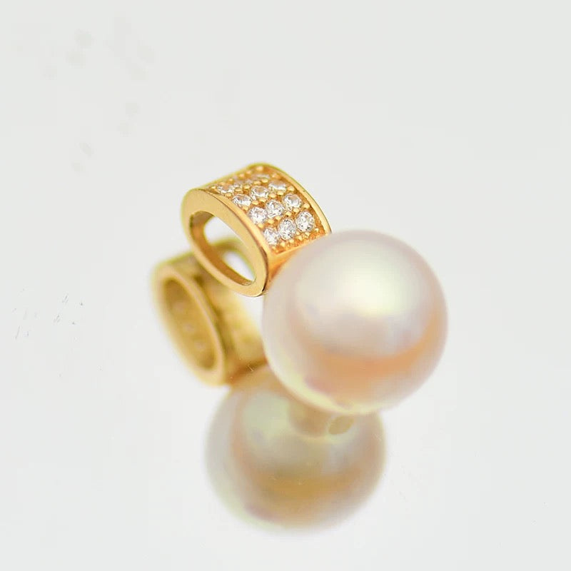 Wide Studded Bail Pearl Charm Pendant