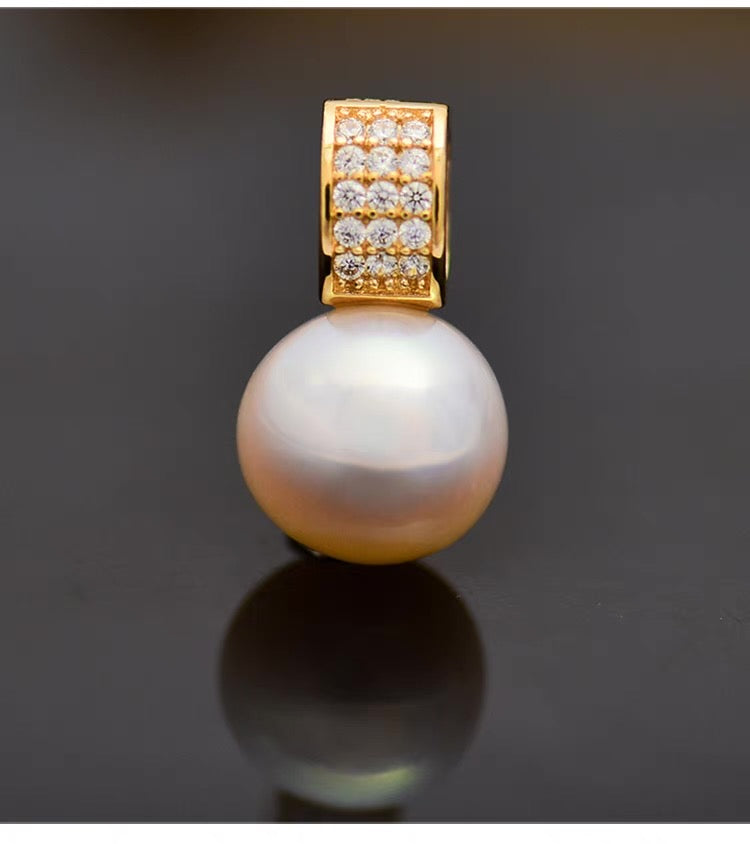 Wide Studded Bail Pearl Charm Pendant