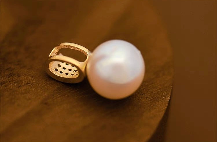 Wide Studded Bail Pearl Charm Pendant