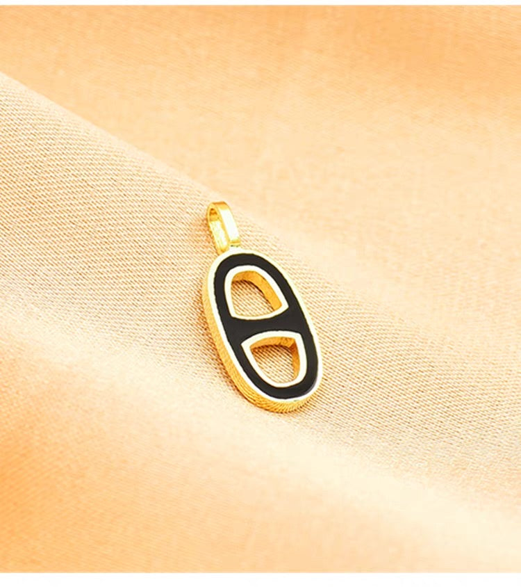 Black Marine Link Charm Pendant