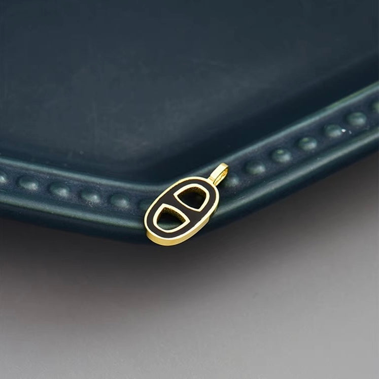 Black Marine Link Charm Pendant