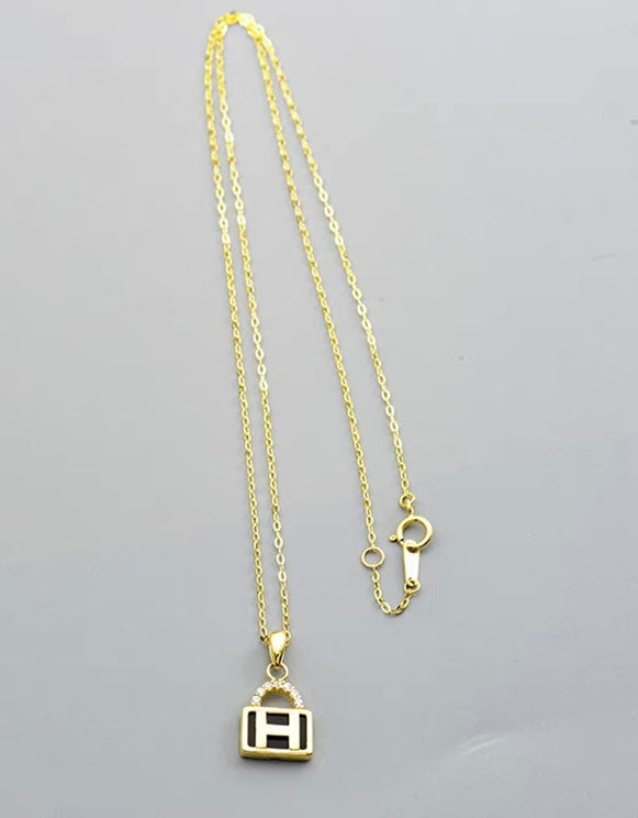 H Briefcase Charm Necklace