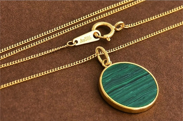 Reversible Green Yan Round Charm Necklace