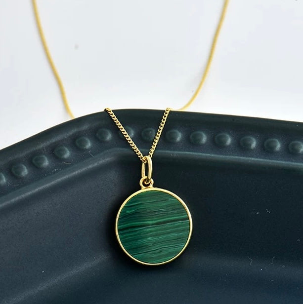 Reversible Green Yan Round Charm Necklace