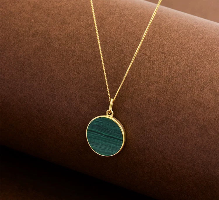 Reversible Green Yan Round Charm Necklace