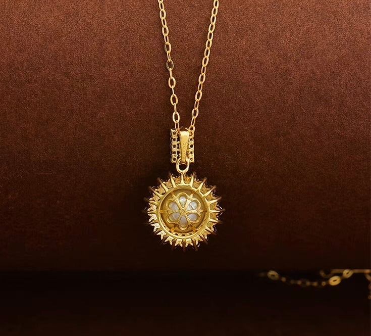 Madame Pearl Sunflower Charm Necklace