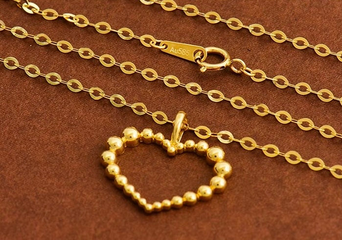 Beaded Heart Motif Charm Necklace