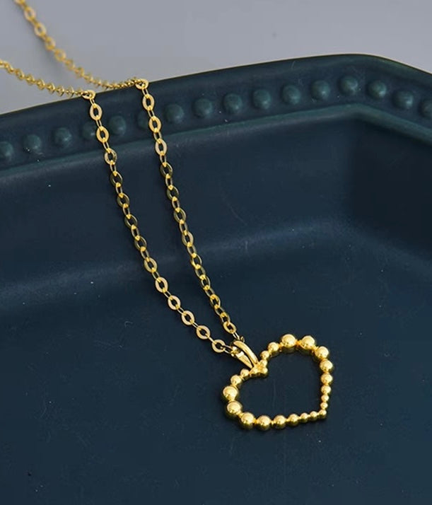 Beaded Heart Motif Charm Necklace