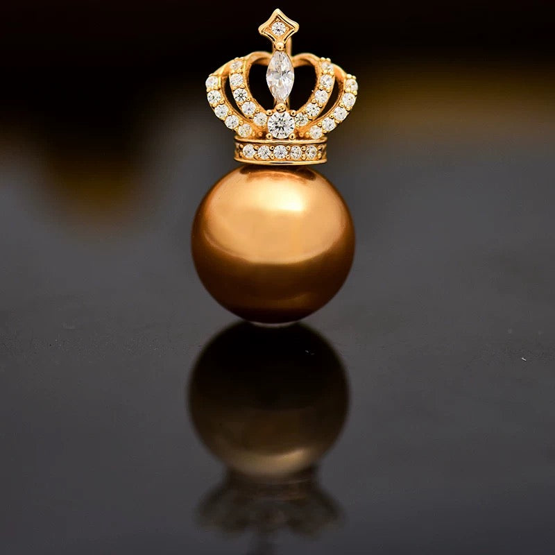 Crowned Golden Pearl Charm Pendant