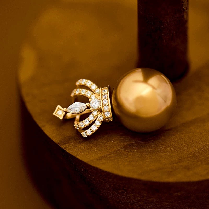 Crowned Golden Pearl Charm Pendant