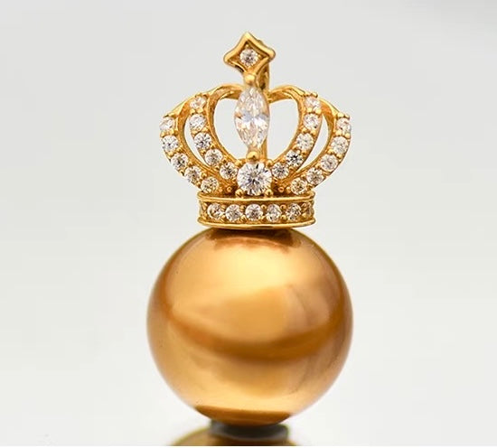 Crowned Golden Pearl Charm Pendant