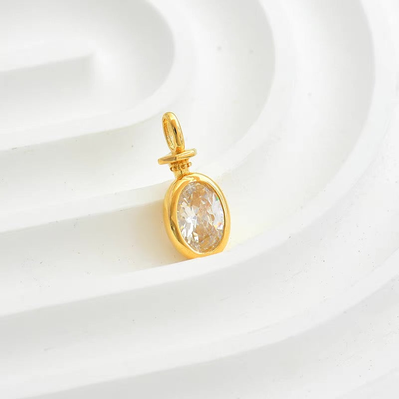 Top Hat Bail Oval Bezel Charm Pendant