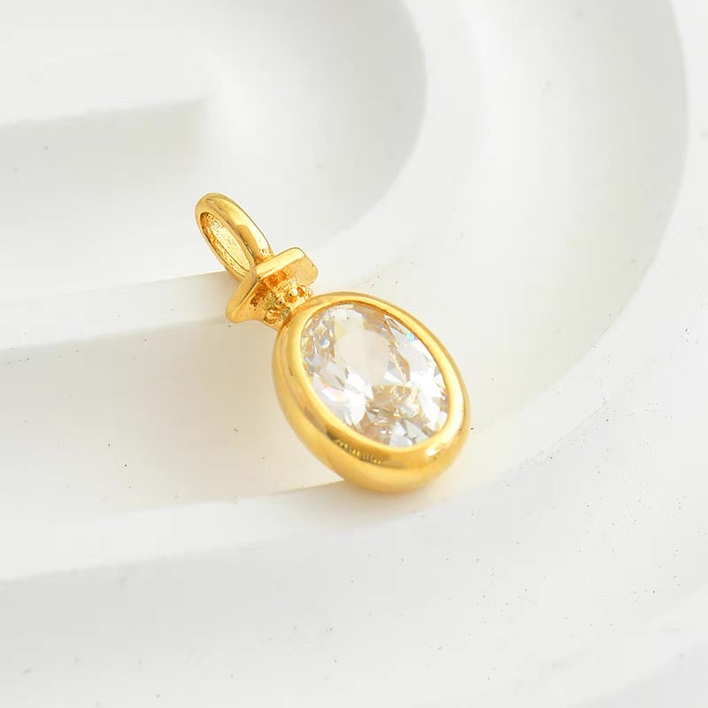 Top Hat Bail Oval Bezel Charm Pendant