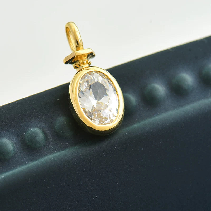 Top Hat Bail Oval Bezel Charm Pendant