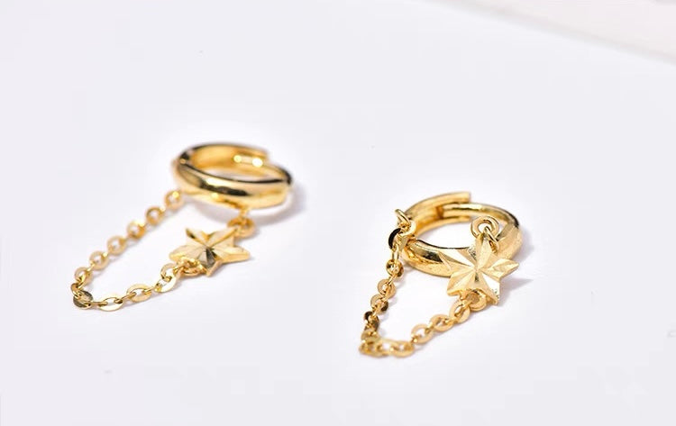 Star Chain Huggie Hoops