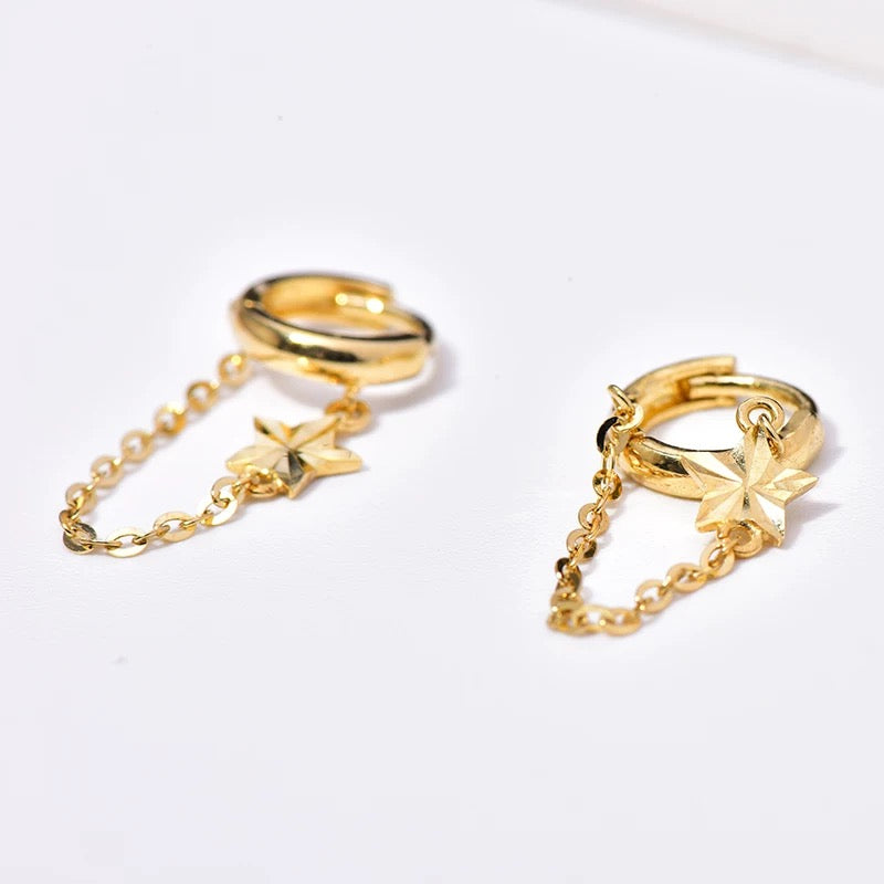Star Chain Huggie Hoops