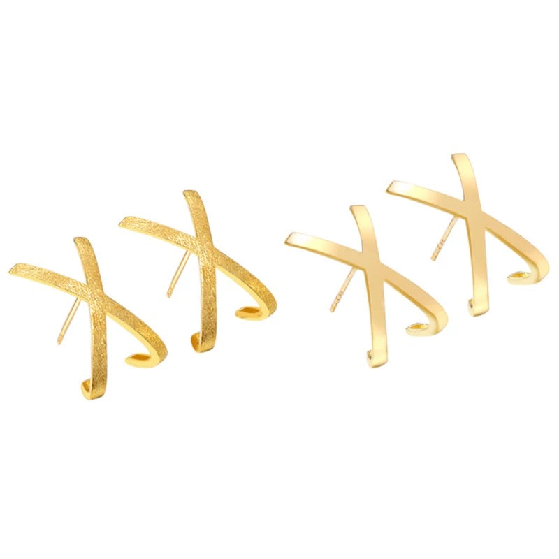 X Large Cross Cuff Stud Earrings