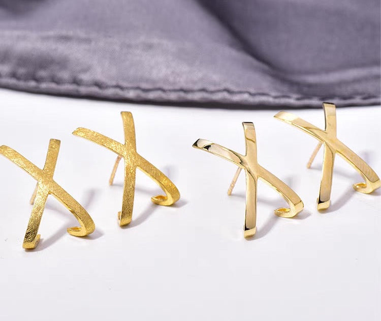 X Large Cross Cuff Stud Earrings