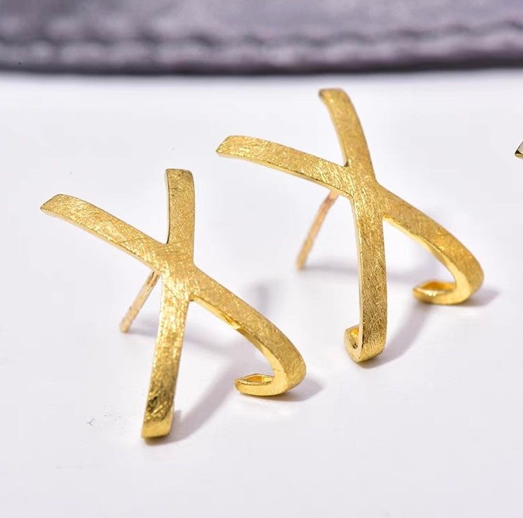 X Large Cross Cuff Stud Earrings