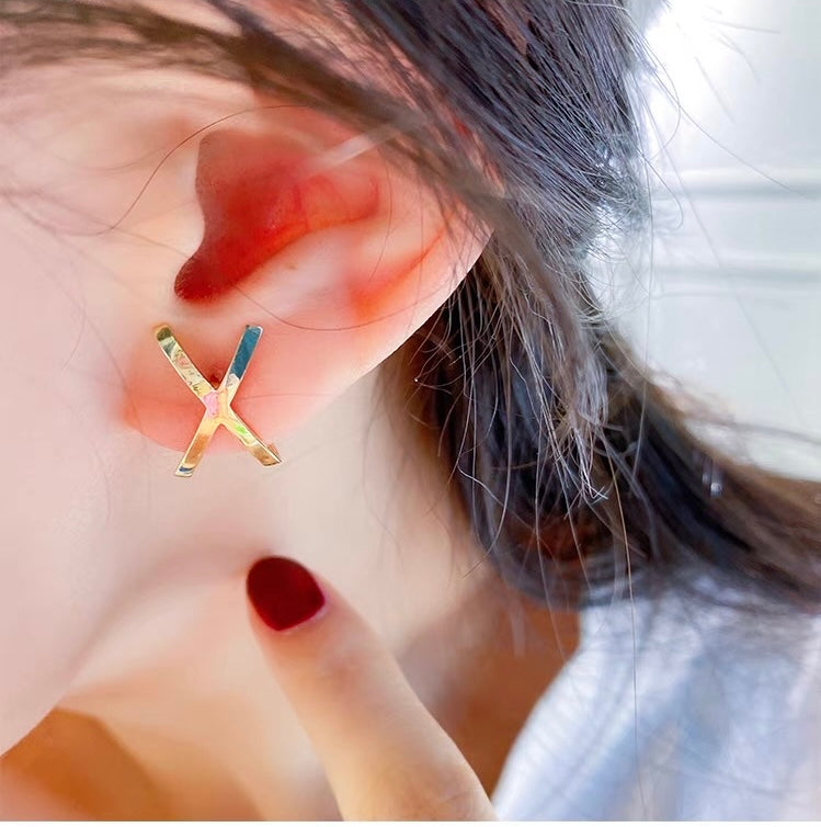 X Large Cross Cuff Stud Earrings