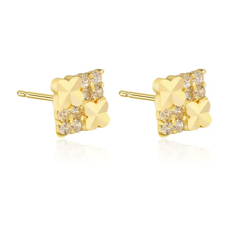 Clover Tile Squares Stud Earrings