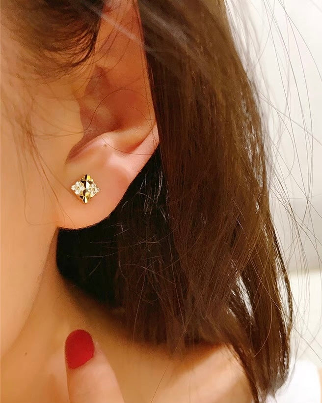 Clover Tile Squares Stud Earrings