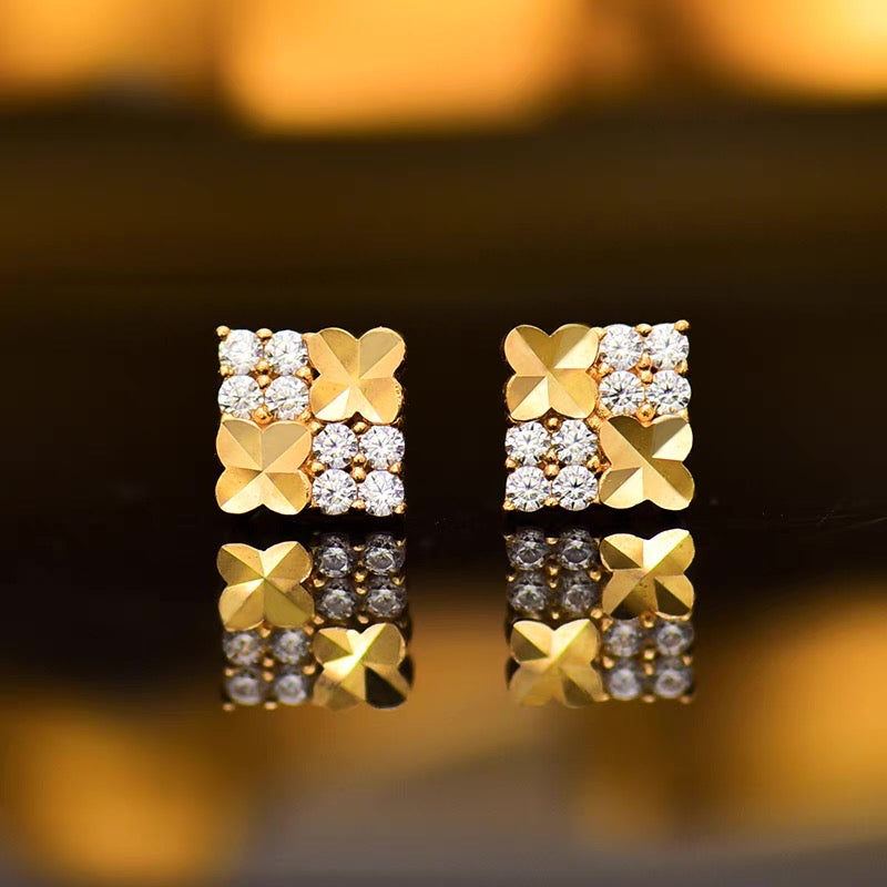 Clover Tile Squares Stud Earrings