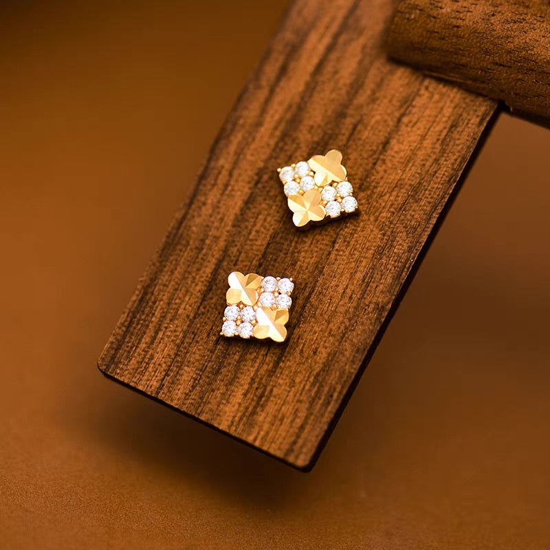 Clover Tile Squares Stud Earrings