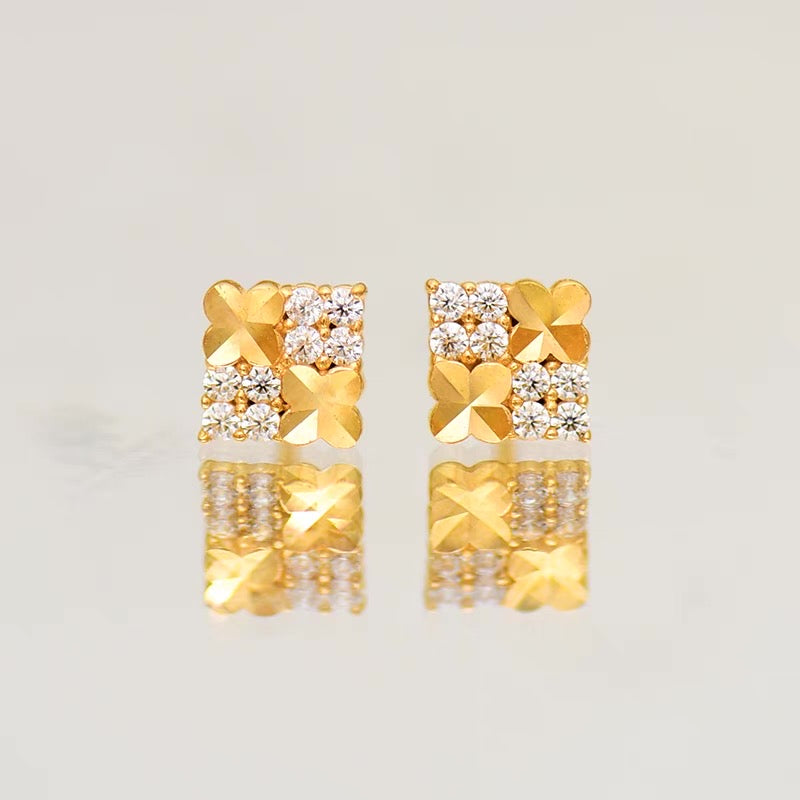 Clover Tile Squares Stud Earrings