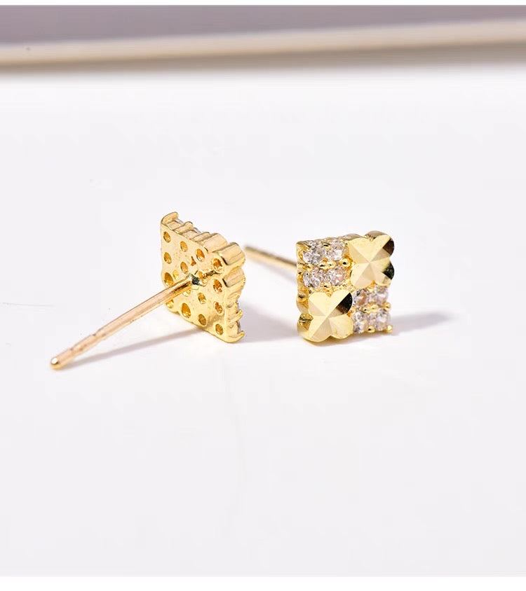 Clover Tile Squares Stud Earrings
