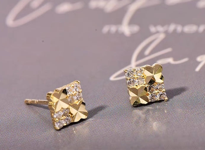 Clover Tile Squares Stud Earrings