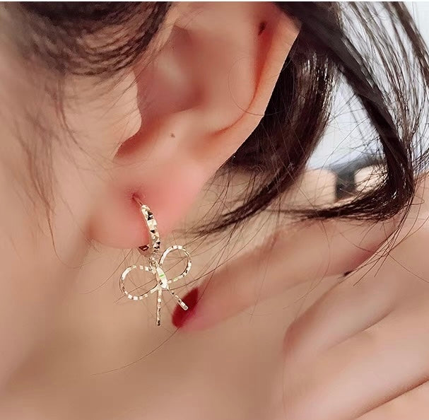 Scissor Bow Hoop Earrings