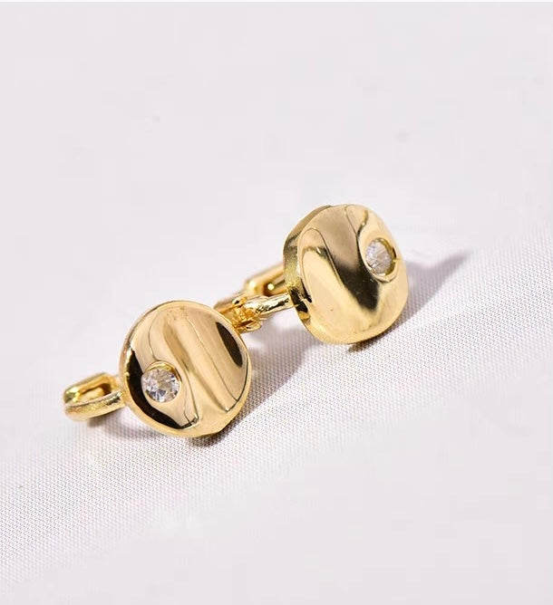 Bezel Round Huggie Hoops