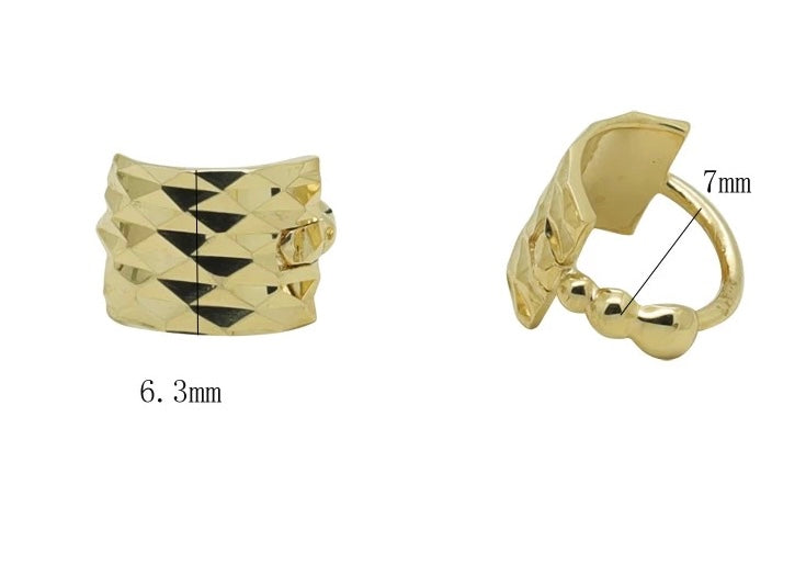 Diamond Cut Shield Huggie Hoops